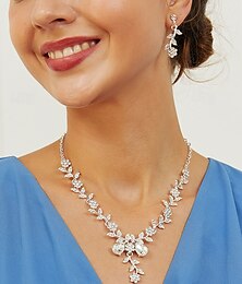olcso -női elegáns cirkon ötvözet nyaklánc és fülbevaló szett - tökéletes esküvőkre és különleges alkalmakra