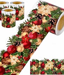 olcso -1 tekercs karácsonyi dekoratív szegélymatrica tekercs - ünnepi kézműves öntapadó matricák barkácsolási projektekhez és ünnepi dekorációkhoz