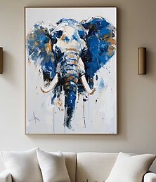 preiswerte -handgemaltes impressionistisches Elefanten-Ölgemälde auf Leinwand - zeitgenössisches mehrfarbiges Safari-Tier-Ölgemälde, bildende Kunst, was für brillante Farben, Elefantengemälde für Schlafzimmer,
