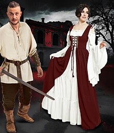 levne -páry retro vintage středověké renesanční oblečení halloween skupina páry kostýmy pirát viking ranger vikingové: valhalla pánské dámské halloween karneval představení larp