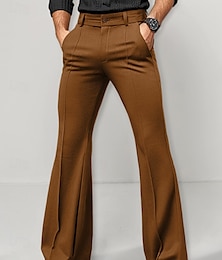 preiswerte -Herren Anzughosen Ausgestellte Hosen Glockenboden Hose Hosen Anzughose Tasche Glatt Komfort Atmungsaktiv In voller Länge Outdoor Täglich Ausgehen Modisch Brautkleider schlicht Schwarz Weiß
