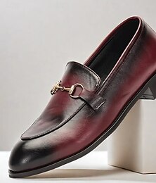 levne -pánské vínové gradientní kožené mokasíny s kovovým detailem - elegantní a pohodlné společenské boty pro podnikání a zvláštní příležitosti