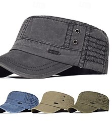 billiga -Herr Platt mössa Basebollkeps Solhatt Trucker Hat Svart Blå Bomull Mode Ledigt Gata Dagligen Bokstav Justerbara Solskyddskräm Andningsfunktion