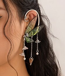 abordables -Femme Manchette oreille Franges Papillon Précieux Ailes d'anges Elégant Gros Fantaisie Imitation de diamant Des boucles d'oreilles Bijoux Rouge / Bleu / Vert Pour Mariage Soirée du quotidien 1 paire