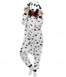 abordables -Carnaval Animal Costume grenouillère Costume de Carnaval Dessin Animé Chien Dalmatiens Combinaison de Pyjamas Pyjamas Kigurumi Charme Déguisement drôle Pour Adulte Hommes et Femmes Carnaval Dessin