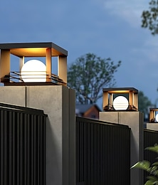 economico -luci a palo per esterni a led bianco caldo 30cm 1 luce moderna in metallo lampada a colonna quadrata nera lampada da paesaggio e26/e27 per pali da patio superficie piana decorazione da giardino
