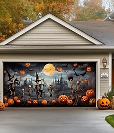 levne -Venkovní dekorace na dveře Kryt garážových dveří Banner Jack O Lantern Velká tapisérie na pozadí Dekorace pro sváteční venkovní garážové dveře Domácí stěnové dekorace