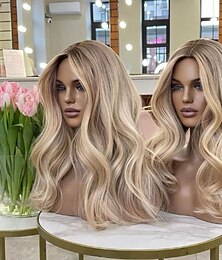 preiswerte -Unverarbeitetes reines Haar 13x4 Spitzenfront Perücke Freier Teil Brasilianisches Haar Wellen Mehrfarbig Perücke 130% 150% Haardichte Farbverläufe Natürlicher Haaransatz 100% Jungfrau Leimlos Für