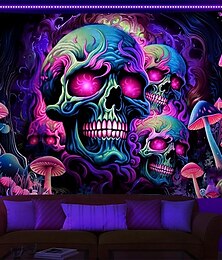levne -blacklight gobelín uv reaktivní záře ve tmě záře party lebky psychedelický trippy mlhavý závěsný gobelín nástěnná malba pro obývací pokoj ložnice