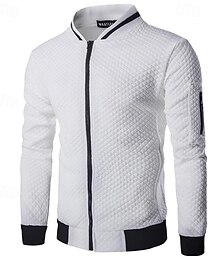baratos -Homens Moletom com zíper Moletom Moletom com zíper completo Preto Branco Vinho Azul Marinha Cinza Claro Meio Zíper Bloco de cor Tecido Zip Up Textura Desportos e Ar livre Diário Feriado Poliéster
