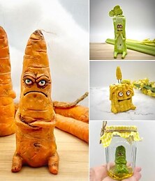 billiga -cranky morotsfigur, skrikande pickle, handgjord söt känslomässigt stöd selleri broccoli kompis, miniatyr skrämma majs skulptur för skrivbordet hemmakontor dekoration