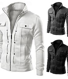 economico -Per uomo Giacca Leggera Giacca Estiva Giacca Camicia Giacca di transizione Streetwear Abbigliamento quotidiano Caldo Cerniera Tasca Autunno & Inverno Semplice Moda Classico Colletto Mao Regolare