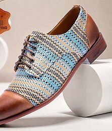 economico -scarpe oxford intrecciate multicolor da uomo – scarpe eleganti con punta in pelle e lacci per abbigliamento formale e casual