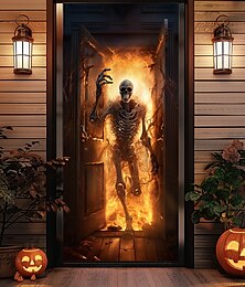 economico -decorazioni per porte di Halloween copriporta di Halloween arazzo per porta scheletro lupo mannaro tenda per porta decorazione sfondo striscione per porta per porta d'ingresso fattoria festa di festa