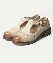 olcso -vintage ihletésű női t-pántos brogues - elegáns bőr dizájn részletes perforációkkal, tökéletes üzleti és stílusos hétköznapi viselethez