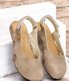 abordables -Mujer Bailarinas Zapatillas al aire libre Exterior Hogar Verano Tacón Plano Dedo redondo Casual Confort Cuero Sintético Mocasín Almendra Negro Azul