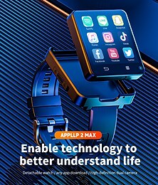 رخيصةأون -LOKMAT APPLLP 2 MAX ساعة ذكية 2.64 بوصة 4G LTE هاتف ساعة ذكية خلوية 3G 4G بلوتوث عداد الخطى تذكرة بالاتصال ساعة منبهة متوافق مع Null نسائي رجالي GPS مكالمات بدون يد التحكم بالاعلام IPX-4 علبة ساعة 57