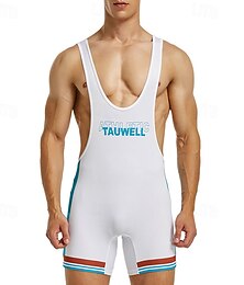 economico -Per uomo Tuta da lotta Tuta modellante Intimo Traspirante Asciugatura rapida Alta elasticità Estate Primavera Poliestere All'aperto Marcia Jogging Bianco Blu