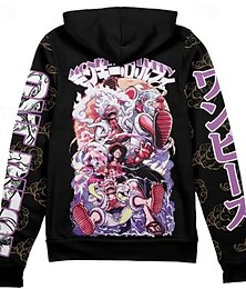 abordables -One Piece Monkey D Luffy Roronoa Zoro Equipo 5 de Luffy Sudadera Sudadera con cremallera Anime 3D Bolsillo delantero Gráfico Para Pareja Hombre Mujer Adulto Víspera de Todos los Santos Carnaval