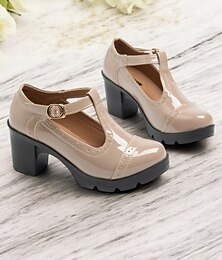 preiswerte -Damenschuhe im Vintage-Stil mit T-Riemen und dickem Absatz – elegantes und vielseitiges Schuhwerk fürs Büro, Partys und den Alltag