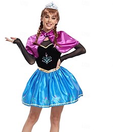abordables -La Reine des neiges Conte de Fées Princesse Anna Robe Costume Déguisement Sexy S'habiller Cosplay de Film for Femmes Adultes Halloween Carnaval Mascarade Fête / Soirée Enterrement de Vie de Jeune