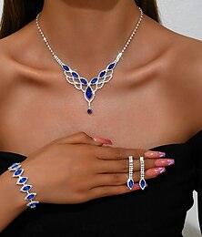 economico -Set di gioielli 4 pezzi Strass Lega Orecchini Collane Bracciali Per donna Elegante Vintage Di tendenza geometrico Di forma geometrica Parure di gioielli Per Matrimonio Feste Anniversario
