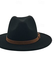 preiswerte -flache Krempe Wolllederband feste Fedoras Damen Herren Jazzhut Frühling Herbst Kirche Wikinger britischer Filzhut Outdoor Freizeithut