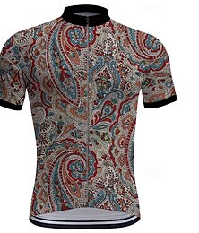 abordables -Homme Maillot Velo Cyclisme Manche Courte Cyclisme Tee-shirt Top avec 3 poches arrière VTT Vélo tout terrain Vélo Route Séchage rapide Zip frontal Mèche Rouge Bleu Vert Cachemire Spandex Des sports