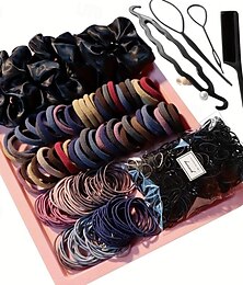 economico -set di accessori per capelli con intestino crasso: elastici per capelli versatili, semplici corde per capelli e combinazioni di cerchi per capelli per acconciature alla moda, perfetti per qualsiasi