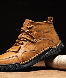 preiswerte -Lässige Schnürstiefeletten für Herren – handgefertigte Outdoor-Schuhe im Mokassin-Stil aus Kunstleder mit handgenähten Details und rutschfester Sohle zum Wandern und für den Alltag