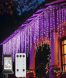 economico -luci della tenda della finestra del ghiacciolo di natale all'aperto 6x1m-300led plug in 9 colori lampada da appendere alla parete della finestra del telecomando bianco caldo rgb per la camera da