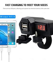 economico -Caricabatterie per cellulare per moto 3.4a dual usb con accendisigari 10-24v con misuratore di tensione accessori di modifica