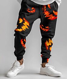 levne -Halloween Pánské Grimasa Halloweenské kostýmy Tepláky Běžec Kalhoty Středně vysoký pas Stahovací šňůrka v pase Horor Tmavá Párty večerní šaty Dovolená Kapsy Jaro Podzim Zima 3D tisk Černá