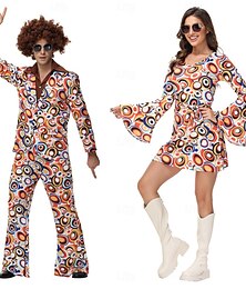 preiswerte -Cosplay Paare Faschingskostüme Austattungen Erwachsene Herren Damen Hippie 1970er Disko Party Karneval Maskerade Einfaches Karnevalskostüm