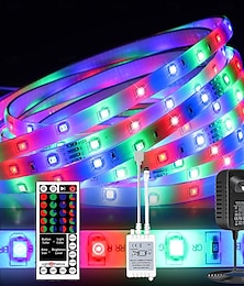 billige -led stripelys fleksibel rgb 5m tiktok lys 300 lysdioder 2835 8mm ir 44key fjernkontroll kobles sammen selvklebende fargeskiftende