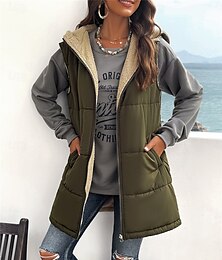 preiswerte -Damen Fleecejacke Fleece-Weste Teddy-Mantel warm halten Atmungsaktiv Zip Tasche Innenfutter aus Fleece Brautkleider schlicht Glatt Urlaub Strasse Freizeitskleidung Ausgehen Reisverschluss Standard