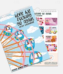 preiswerte -2025 Wandkalender Here We Go Again Regenbogen-Oberlicht-Zersetzung Stationary Deli A5 Spiral-Pilotg-Tafelkalender
