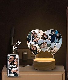 billiga -personlig ljus upp fotoram anpassad bröllop akryl nattlampor för bröllop alla hjärtans dag förlovade presenter present till hennes hjärta lampa jubileumsplakett