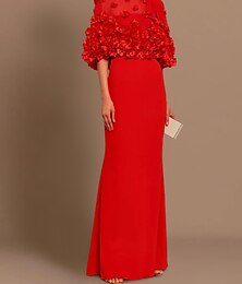 economico -abito da sera tubino elegante abito da sposa ospite formale sera lungo fino al pavimento mezza manica scollo gioiello autunno ricevimento di nozze con pieghe 2025