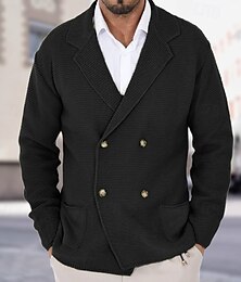 abordables -Homme Gilet Cardigan Pull court Pull en tricot A côtes Tricoter Normal Poche Bouton bas Plein Col cranté Mode Classique Usage quotidien Rendez-vous Vêtement Tenue Automne hiver Vert Armée Noir M L XL
