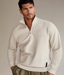 abordables -Hombre Tejer Color sólido Media cremallera Prendas de punto Elegante Regalos de Navidad Hogar Ropa Otoño Invierno Gris Ligero Beige S M L