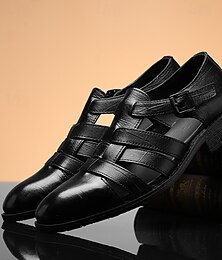 economico -sandali da pescatore in pelle marrone da uomo - comode scarpe estive casual con cinturino con fibbia