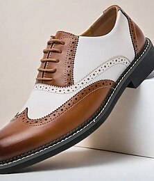 economico -Scarpe da uomo in similpelle bicolore, modello Oxford con punta a coda di rondine, modello Gatsby – scarpe eleganti brogue vintage anni '20, adatte per matrimoni, balli di fine anno, balli swing e feste degli anni ruggenti.