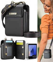 رخيصةأون -جراب Caseme الفاخر العالمي لهاتف Samsung Z Flip 6 5 Moto Flip الأكثر مبيعًا مع حزام كتف ومعصم مغناطيسي من الجلد العالمي وحقيبة هاتف