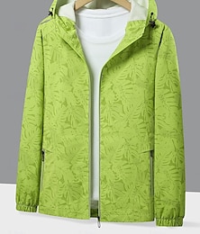 abordables -Hombre Mujer La chaqueta con capucha Chaqueta para senderismo Chubasquero Invierno Al aire libre Impermeable Transpirable Suave Tapa Desmontable Chaqueta Cremallera visible largo total Pesca Escalada