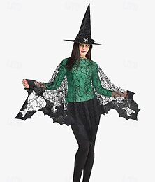 levne -dámský pavučinový krajkový šátek - gotický halloweenský kostým na večírky a cosplay