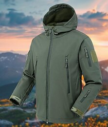 preiswerte -Herren Soft Shell Jacke Wanderjacke Draussen Farbblock Windundurchlässig Wasserdicht Kapuzenshirt Windbreaker-Jacke Camping / Wandern / Höhlenforschung Reisen Schwarz Grün Khaki Grau