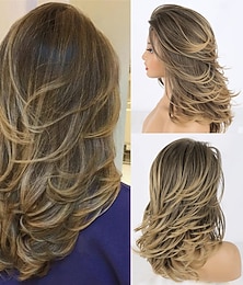 abordables -perruques longues en couches pour femmes perruque de cheveux coupés en couches pour filles coiffures longues avec couches perruque de remplacement de cheveux synthétiques en fibre douce résistante à