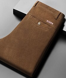 abordables -Hombre pantalones de traje Pantalones de Pana Pantalones casuales pantalones de vestir Color sólido Longitud total Oficina Trabajo Negocio Pantalones CaquiA Negro Alta cintura Microelástico