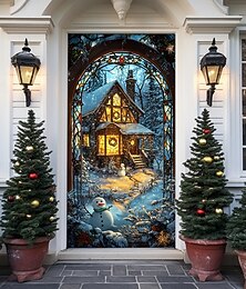 economico -decorazioni natalizie per porte copriporta casa di neve arazzo per porta di Natale tenda per porta decorazione fondale striscione per porta interno/esterno per porta d'ingresso fattoria